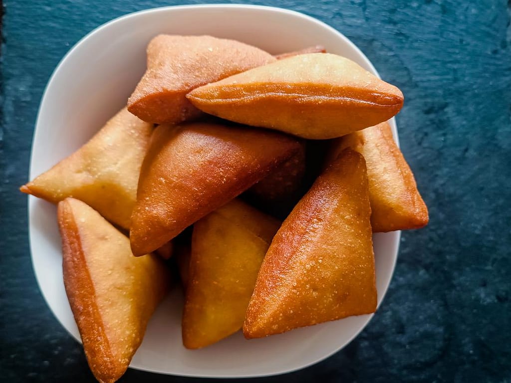 Triangle shaped mandazis