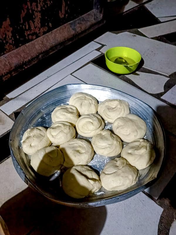 Chapati dough after folding ready tobe rolled out