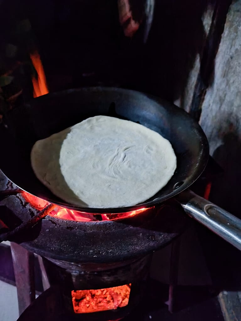Chapati baked over the chokal fire